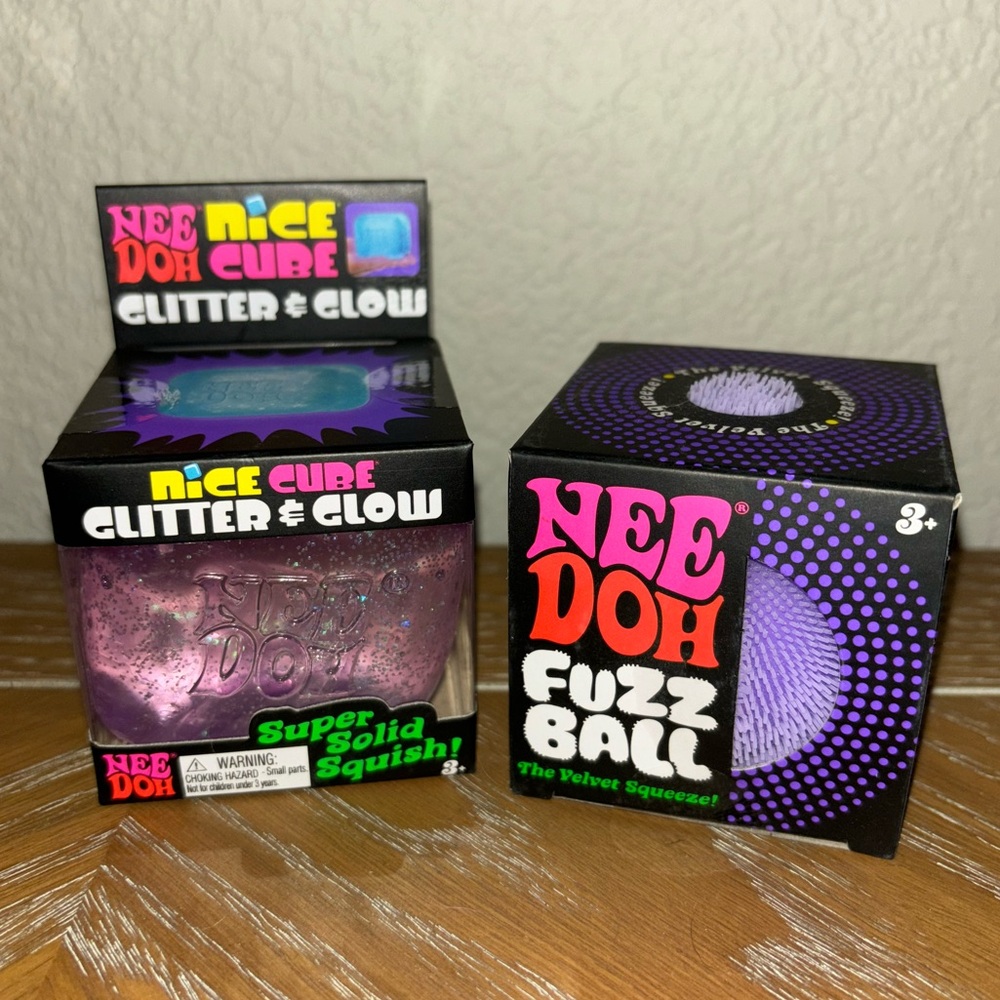 needoh purple glitter nice cube & purple fuzz ball